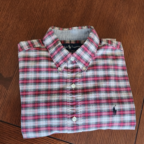 Ralph Lauren button shirt Tartan plaid red medium - Picture 2 of 10